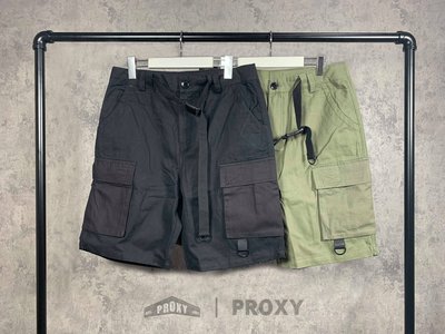 【PROXY】暢銷 軍事口袋拼接 工裝 附皮帶 短褲