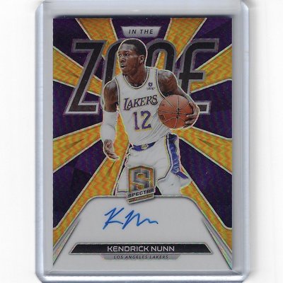 2021-22 Spectra Kendrick Nunn In the Zone Gold Prizm On-card Auto #5/10 Lakers