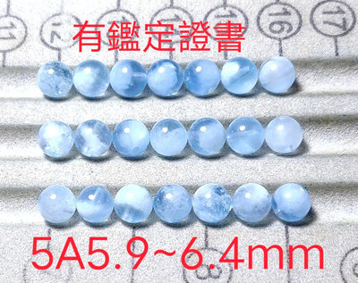 天然3A5A潤藍體 海藍寶 5.9~10.4mm 散珠1顆 藍天白雲 海水藍寶
