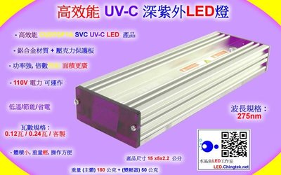 高效能 UV-C深紫外LED燈 經濟版 (UVC 275nm)檢測鑑識/水質淨化/消毒殺菌/化學生物學領域檢測分析應用
