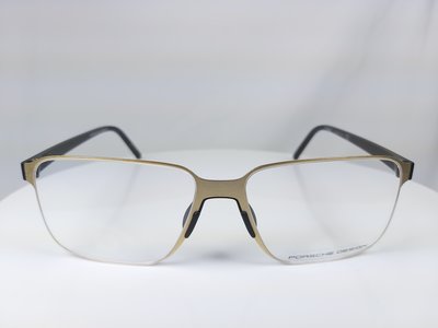 『逢甲眼鏡』PORSCHE DESIGN鏡框 全新正品 金色方框 霧面黑鏡腳 極簡設計【P8313 B】