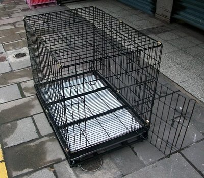 3台尺 折合式靜電烤漆籠 中型狼犬籠 狗籠 DK-0617《單門，側開》3X2尺，每件4,100元