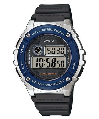 CASIO手錶公司貨防水50米 計時碼表/LED照明 學生錶/當兵W-216H-2A