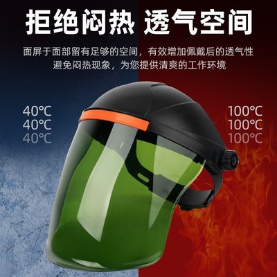 電焊面罩燒電焊防護罩頭戴式輕便全臉透明透氣自動變光防烤臉焊工專用面罩-雙喜生活館