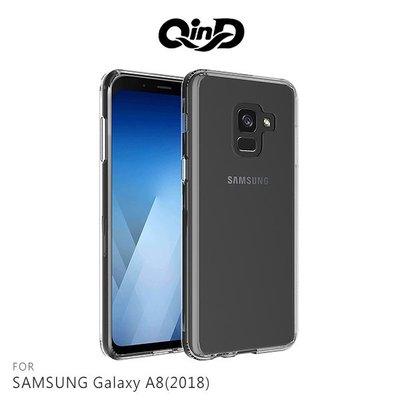 QinD SAMSUNG Galaxy A8 2018 雙料保護殼 高透光 PC+TPU 背殼 透明殼【出清】