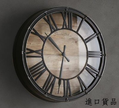 現貨歐式 木紋錶盤時鐘羅馬數字復古牆鐘藝術牆面鐘 古典黑圓掛鐘 靜音鐘裝飾鐘擺飾可開發票