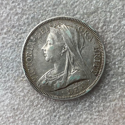 UNC好品相1893英國維多利亞批紗半克朗銀幣
