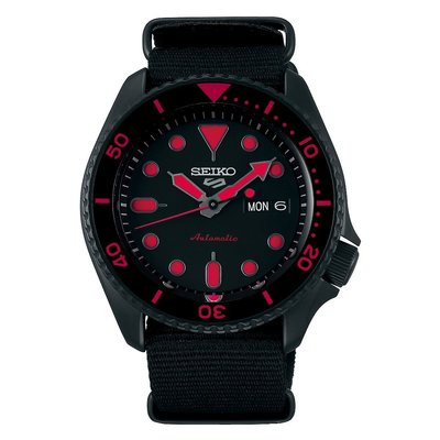 【金台鐘錶】SEIKO精工 5號盾牌 機械錶 潛水表 動力儲存41小時 (帆布帶,粉紅刻度) 43mm SRPD83K1