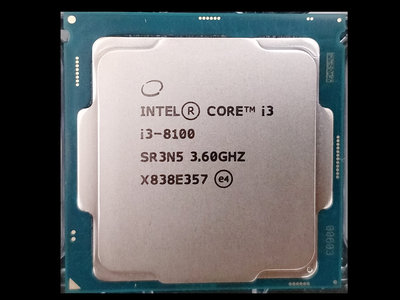 【附發票】Intel i3-8100 3.6G SR3N5 4C4T 65W 1151 正式CPU 一年保