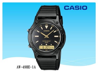 經緯度鐘錶 CASIO手錶 超薄 指針電子雙顯示 50米防水 公司貨 AW-49H【超低價590】AW-49HE-1A