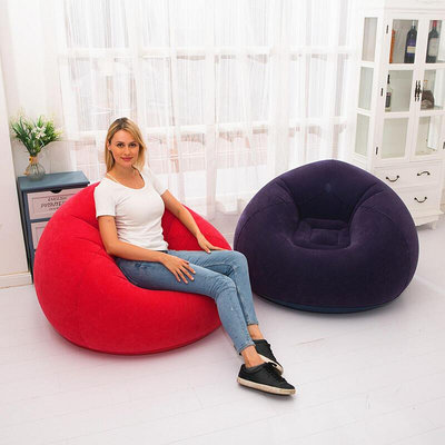 【快速出貨】新款成人充氣植絨懶人沙發 球形可摺疊沙發床休閒戶外凳單人座椅