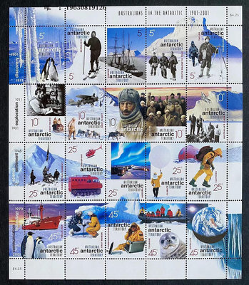 郵票澳屬南極郵票2001南極探險百年小版張1全新外國郵票