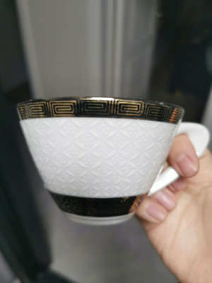 日本瓷器 九谷陶山手點白粒描金茶杯主人杯咖啡杯紅茶杯