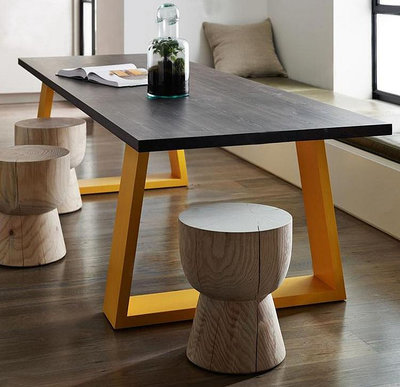 會議桌鐵藝實木餐桌簡約復古長方形電腦桌辦公桌大板長桌會議桌書桌定做