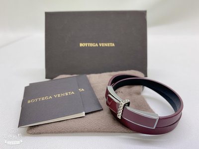 BOTTEGA VENETA 925銀飾琺瑯皮革手環