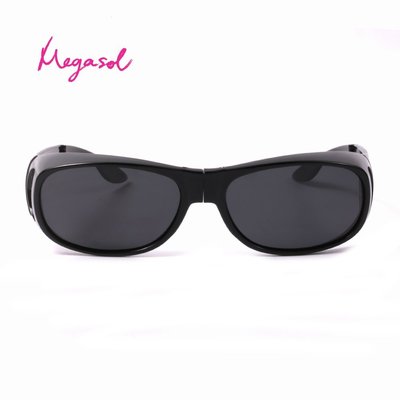 【MEGASOL】UV400偏光折疊式側開窗太陽眼鏡(外罩式折疊-MS3009Z)