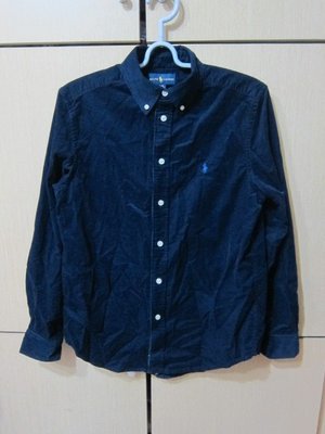 衣市藍~RALPH LAUREN 青少年版燈芯絨長袖襯衫(14-16Y~160/80~深藍~)(220414)