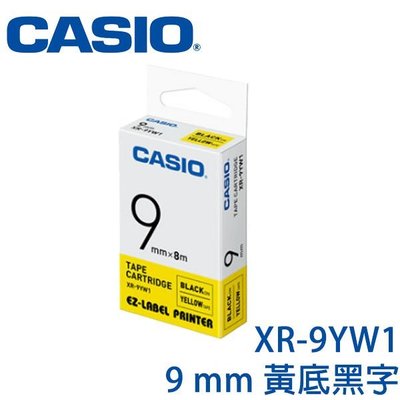 【MR3C】含稅附發票 CASIO卡西歐 9mm XR-9YW1 黃底黑字 原廠標籤機色帶