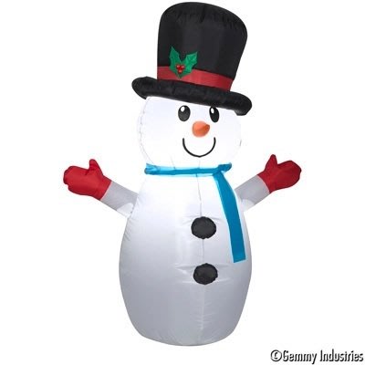 充氣黑帽小雪人，聖誕佈置/充氣擺飾好收納/聖誕充氣，節慶王【X007809】