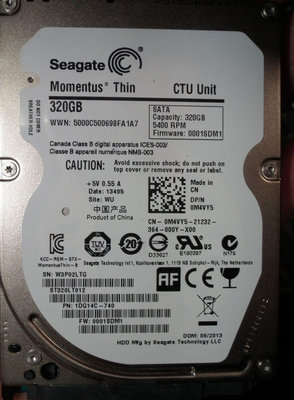 希捷Seagate Thin 320GB(ST320LT012)2.5吋7mm nb sata薄型筆電320G硬碟
