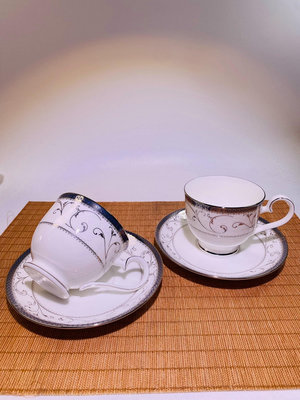 【二手】日本則武noritake.斯里蘭卡骨瓷咖啡杯.茶杯.重銀邊 古玩 老貨 收藏 【天地通】-1814