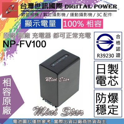 星視野 副廠 電池 台灣世訊 SONY FV100 FV-100 日製電芯 一年保固 CX450 Z90 X70 NX8