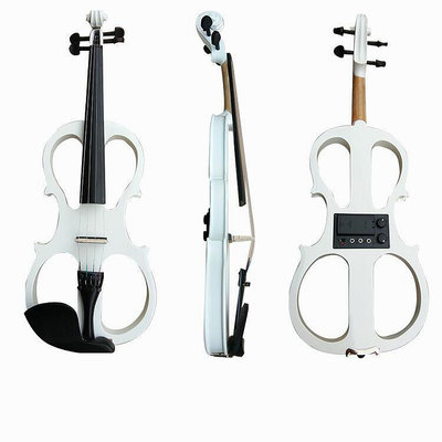 手工電子電聲小提琴 成人白色小提琴 黑木旋鈕 樂器