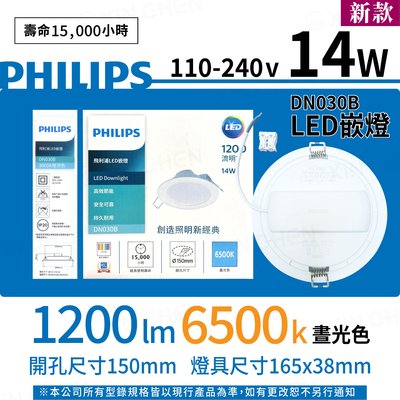 晴漾光美學 Philips 飛利浦 LED嵌燈 DN030B 14W 6500K照明 白光 崁燈