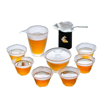 可開發票-茶具日式琉璃玻璃功夫茶具套裝家用耐熱高溫茶壺泡茶器蓋碗茶杯子加厚