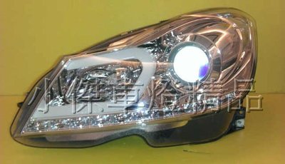 小傑車燈-全新 BENZ W204 12 2012 C300 小改款 有馬達款 大C型光條 LED方向燈魚眼大燈
