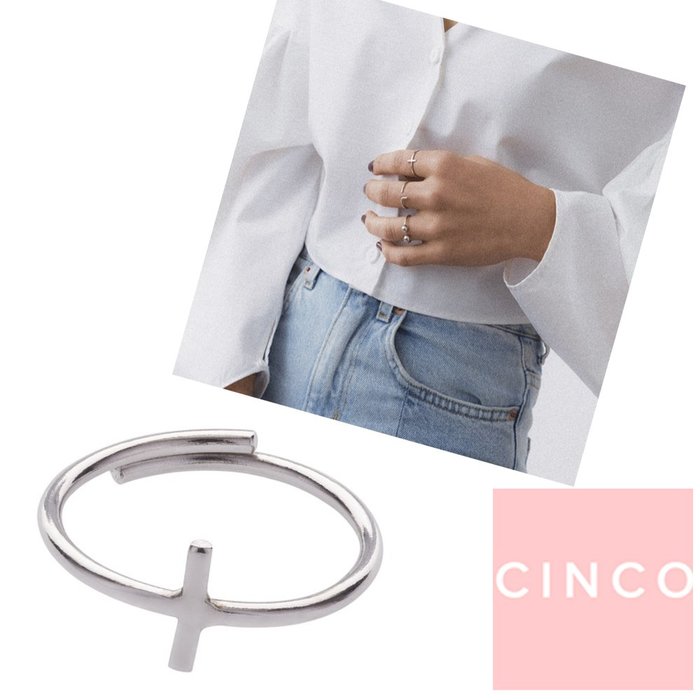 CINCO 葡萄牙精品 台北ShopSmart直營店 DOUBLE PATH RING 925純銀戒指 十字架戒指