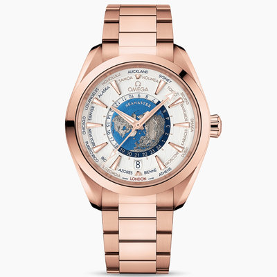 預購 OMEGA 歐米茄 手錶 機械錶 43mm 海馬 地球 銀面盤 玫瑰金錶帶 220.50.43.22.02.001