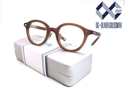 【本閣眼鏡】OG X OLIVER GOLDSMITH 日本製 光學鏡框 賽璐珞 醋酸纖維 多邊型 透明茶色 手工眼鏡