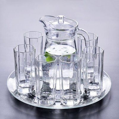 玻璃杯家用6只水杯套裝客廳泡茶杯加厚耐熱杯果汁杯冷水 促銷