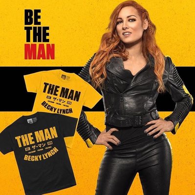 [美國瘋潮]正版WWE Becky Lynch The Man Est. 2018 T-shirt 強悍女漢子黃黑色衣服