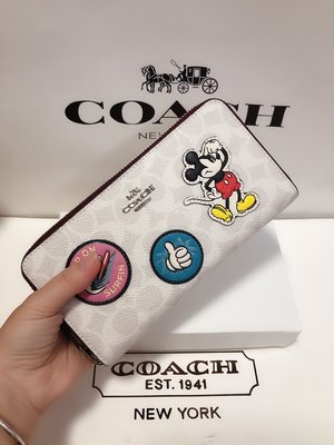 （Outlet特惠）COACH 3733 新款女士迪士尼長夾 手拿包 零錢包 附購買證明