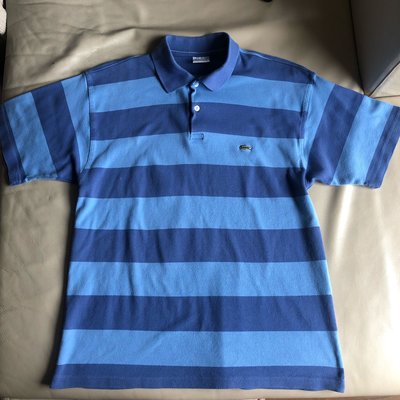[品味人生2]保證正品 Lacoste 藍色條紋 短袖POLO衫 size 7 適合XL