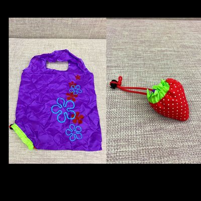 全新可收納式紫色環保袋。購物袋。手提袋。草莓造型