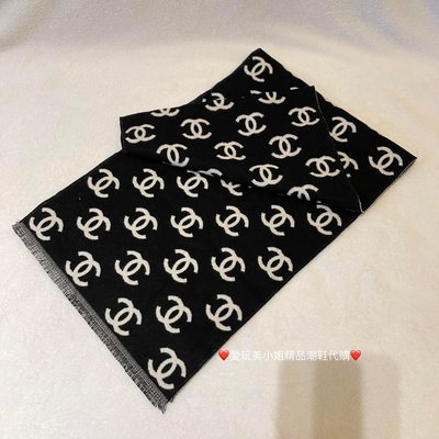 CHANEL 香奈兒 經典 CC Logo 雙面圍巾 