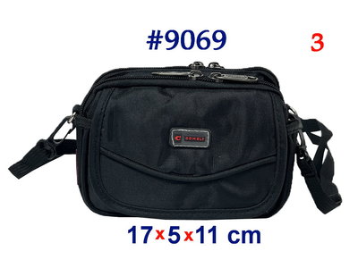 【菲歐娜】7978-3-(特價拍品)COMELY橫式斜背小包/腰包附長帶(黑)6吋 #9069