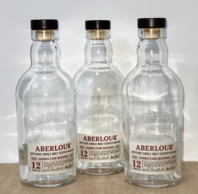 [空瓶] 亞伯樂12年雙桶單一純麥威士忌 , 700ml 空瓶 三隻一拍 (含原蓋, 漂亮乾淨, 瓶口大器渾厚)