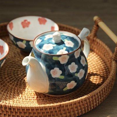 日本進口有田燒復古藍色梅花兔子茶壺茶杯子小兔蓋柄日~特價#促銷 #現貨