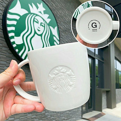 【熱賣精選】星巴克經典店用馬克杯白色陶瓷女神Logo馬克杯水杯咖啡杯正品爆賣