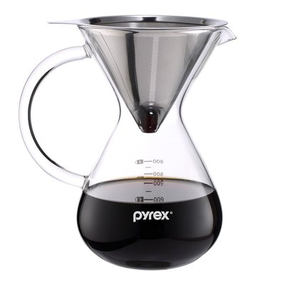 💓好市多代購/免運最便宜💓 Pyrex 手沖咖啡玻璃壺 600毫升 / 700毫升M 咖啡壺:高硼硅耐熱玻璃、濾網:304不銹鋼