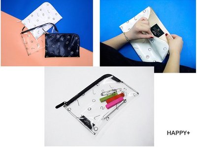HAPPY+【V5025】日本 韓國   創意PU手拿包 化妝包 幾何插畫 收納包 簡單生活 IKEA 雜貨 個性方包