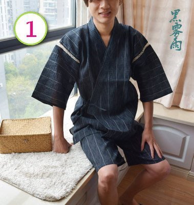 日本原單純棉男甚平浴衣和服日式睡衣和服家居服短袖短褲睡衣套裝