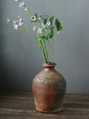 日本古美術 信樂燒花瓶 古信樂花瓶 陶罐