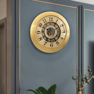 簡約黃銅鐘表歐式掛鐘家用現代時尚掛表北歐客廳輕奢裝飾時鐘掛鐘客廳超夯 正品 現貨