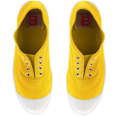 代購 法國22春夏新款bensimon 基本elly款太陽黃色有鞋孔鬆緊帶帆布鞋