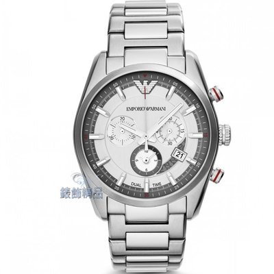 EMPORIO ARMANI AR6036手錶 亞曼尼 三眼計時 日期 白面 鋼帶 男錶【錶飾精品】